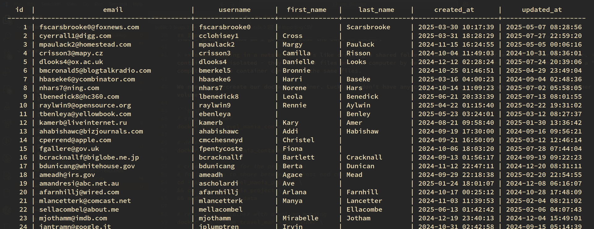 Import result